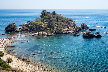 Image showing Panoramic view of Isola Bella (Beautiful island): small island n