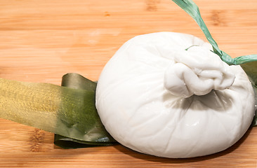 Image showing Burrata. fresh italian mozzarella cheese