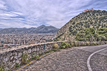 Image showing View of Palermo with utveggio castle. sicily italy