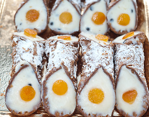 Image showing Sicilian cannoli with orange