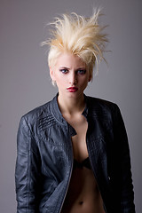 Image showing emotive attractive punk blonde girl