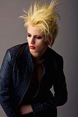 Image showing emotive attractive punk blonde girl