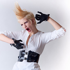 Image showing screaming punk blonde attractive girl