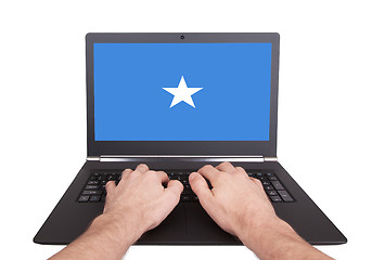 Image showing Hands working on laptop, Somalia