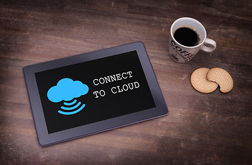 Image showing Cloud-computing connection on a digital tablet pc