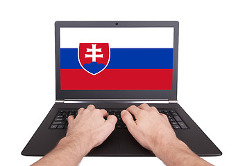 Image showing Hands working on laptop, Slovakia