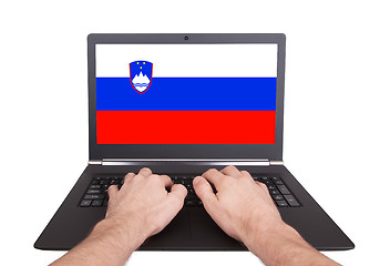Image showing Hands working on laptop, Slovenia