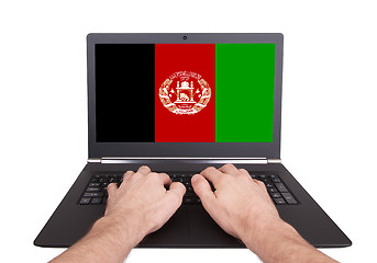 Image showing Hands working on laptop, Afghanistan