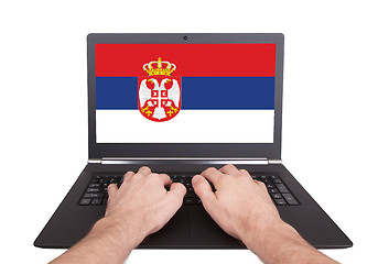 Image showing Hands working on laptop, Serbia