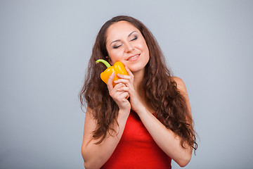 Image showing Woman with bell pepper
