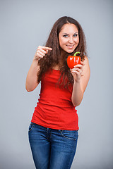 Image showing Woman with bell pepper