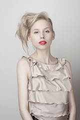 Image showing fashion blond girl with red lips