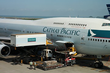 Image showing Cathay Pacific Boeing 747-400, at Hong Kong Airport