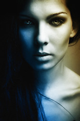 Image showing extravagant beautiful girl dark portrait