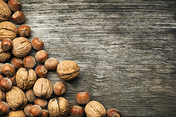 Image showing Nuts hazelnuts and walnuts