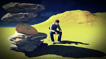 Image showing Young man  talking on his mobile 