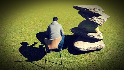 Image showing Young man  talking on his mobile 