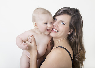 Image showing mother laughs with baby