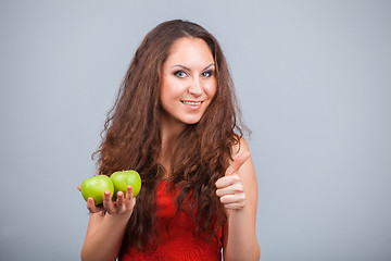 Image showing Girl and apple