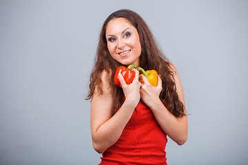 Image showing Woman with bell pepper