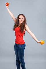 Image showing Woman with bell pepper