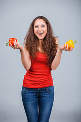 Image showing Woman with bell pepper