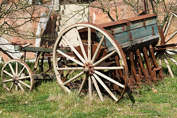 Image showing Old seeder. Agricultural machinery 