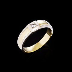 Image showing Gold Diamond ring on black background
