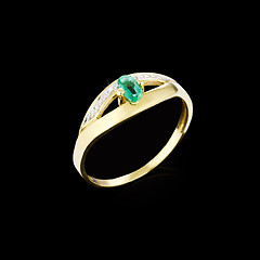 Image showing Gold Diamond ring on black background