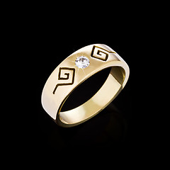 Image showing Gold Diamond ring on black background