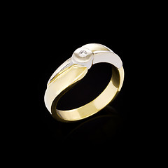 Image showing Gold Diamond ring on black background