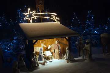 Image showing Natural crib in the snowy winter landscape