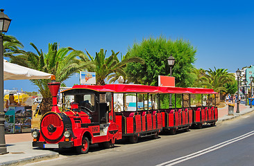 Image showing The car in the style of an old steam locomotive in the resort to