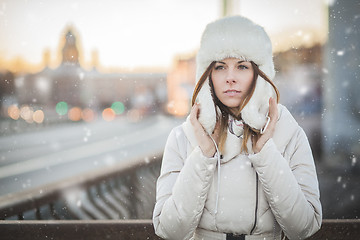 Image showing Russian woman in the winter city