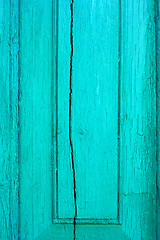 Image showing Old cracked wooden turquoise board