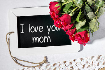 Image showing slate blackboard love mom
