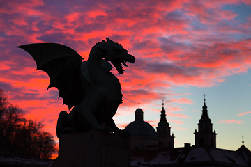 Image showing Dragon bridge, Ljubljana, Slovenia, Europe.