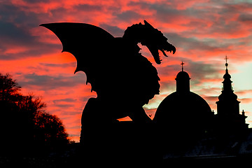 Image showing Dragon bridge, Ljubljana, Slovenia, Europe.