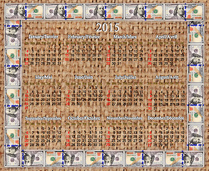 Image showing calendar for 2015 in the dollars' frame