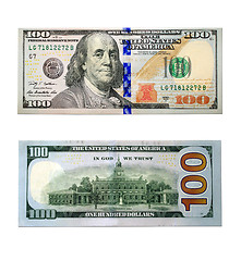 Image showing hundred dollar bank notes isolated