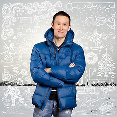 Image showing Asian Man in Down Padded Coat 