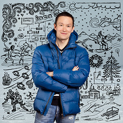 Image showing Asian Man in Down Padded Coat 