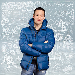 Image showing Asian Man in Down Padded Coat 