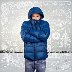 Image showing Asian Man in Down Padded Coat 