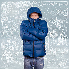 Image showing Asian Man in Down Padded Coat 