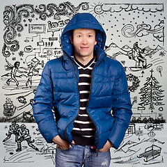 Image showing Asian Man in Down Padded Coat 