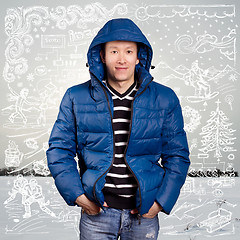 Image showing Asian Man in Down Padded Coat 