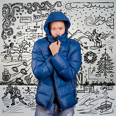 Image showing Asian Man in Down Padded Coat 