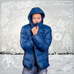 Image showing Asian Man in Down Padded Coat 