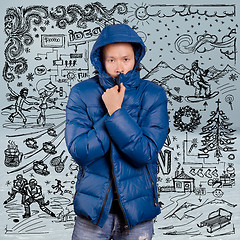 Image showing Asian Man in Down Padded Coat 